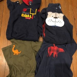 Four long sleeved one piece pj outfits for winter